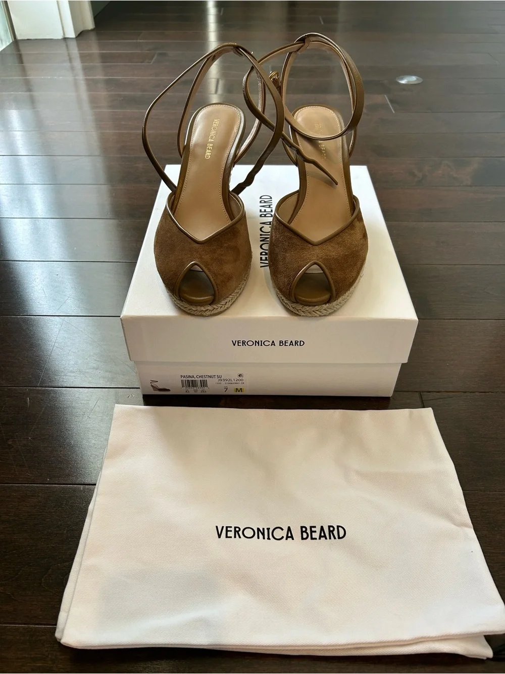 Veronica Beard Pasina Wedge Espadrille Peep-Toe Sandals - worn once inside